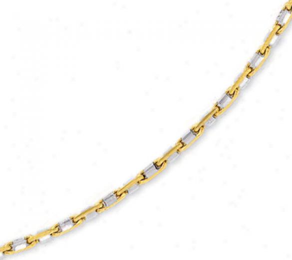 14k Two-tone Mens Link Necklace - 24 Inch