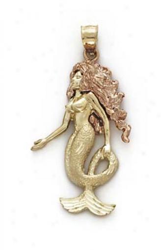 14k Two-tone Mermaid Pendant