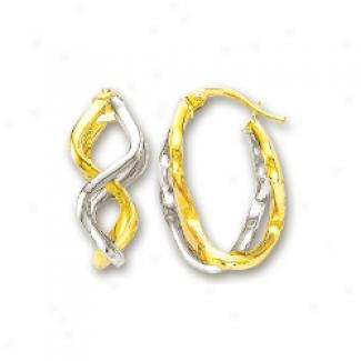 14k Two-tone Modern Zigzag Earrings