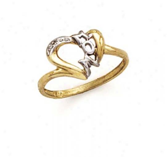 14k Two-tone Mom Diamond Ring