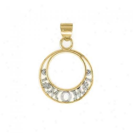 14k Two-tone Number One Mom In Range Pendant