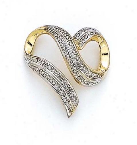 14k Two-tone Pave Heart Slide