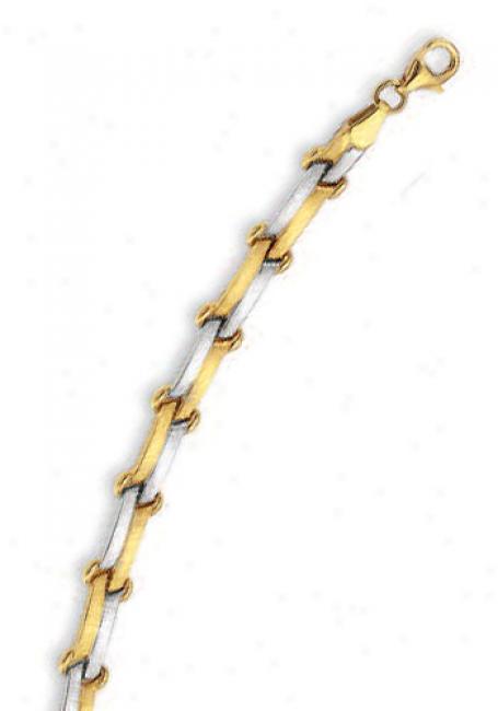 14k Two-tone Plain Stylish Bracelet - 7.25 Inch