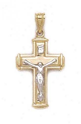 14k Two-tonee Polished Crucifix Pendant
