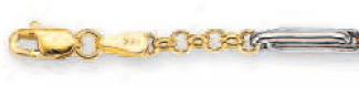 14k Two-tone Rolo And Bar Connective Anklet - 10 Inch