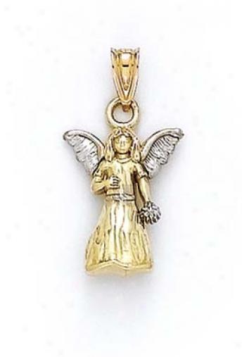 14k Two-tone Small Angel Pendant
