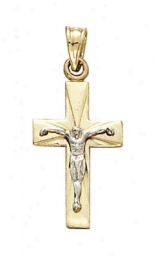 14k Two-tone Small Polished Christ Cross Psndant