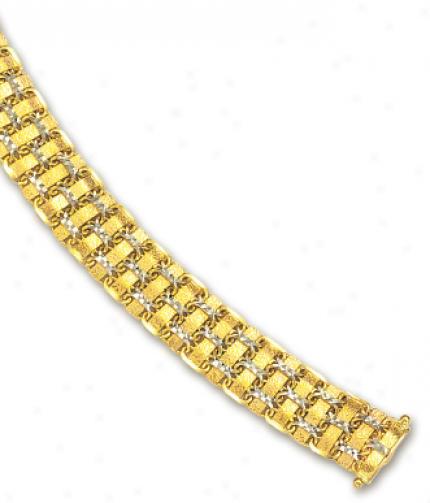 14k Two-tone Weave Bracelet - 7.25 Inch