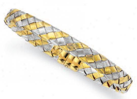 14k Two-tone Weaved Bracelet - 7.25 Inch