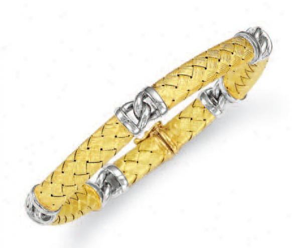 14k Two-tone Weaved Bracelet - 7.5 Inch