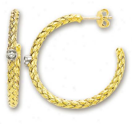14k Two-tone Woven Design Couture Diamond Earrings