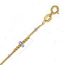 14k Two-tone Yw 16 Inch X 1.0 Mm Saturn Link Necklace