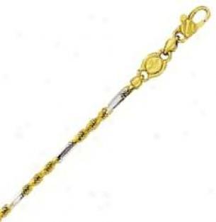 14k Twotone Gold 18 Inch X 2.4 Mm Figaro Rope Combo Necklace