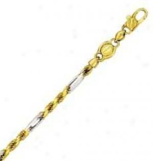 14k Twotone Gold 18 Inch X 3.0 Mm Figaro Rope Combo Necklace