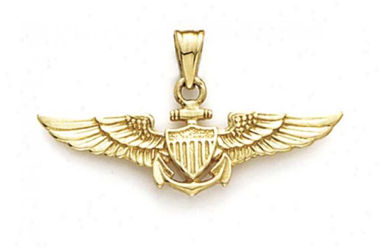 14k Us Air Force Pilot Wings Pendant