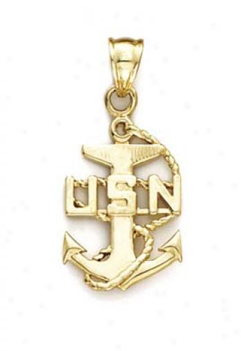 14k Us Navy Anchor Pendant