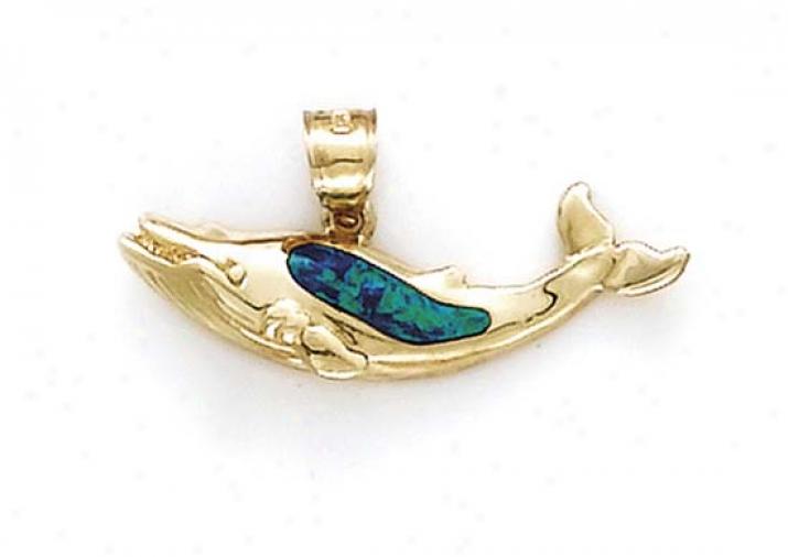 14k Whale Opal Inlay Pendant