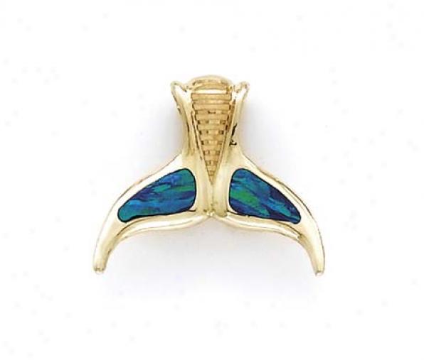 14k Whale Tail Opal Inlay Pendant