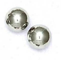14k White 10 Mm Ball Friction-back Stud Earrings
