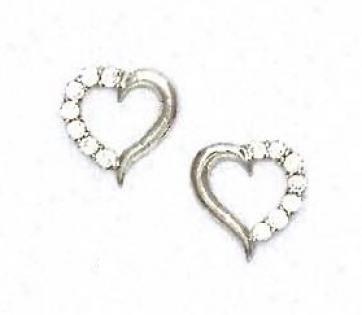 14k Whie 2 Mm Round Cz Disposition Shape Friction-back Earrings