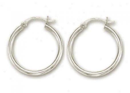 14k White 2.5 Mm Hoop Earrings