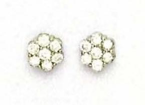 14k White 2.5 Mm Round zC Small Flower Earrings