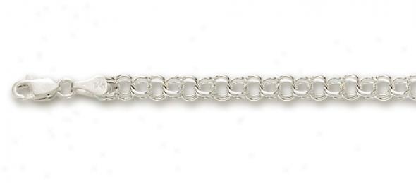 14k White 3.5 Mm Charm Bracelet - 7 Inch