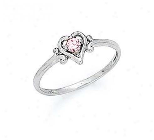 14k Happy 3mm Pink Tourmaline Heart Ring