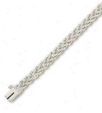 14k Whire 5 Mm Pair Rows Solid Rope Bracelet - 8 Inch