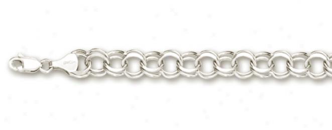 14k White 6 Mm Charm Bracelet - 7 Inch