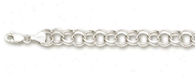 14k White 6 Mm Charm Bracelet - 8 Inch