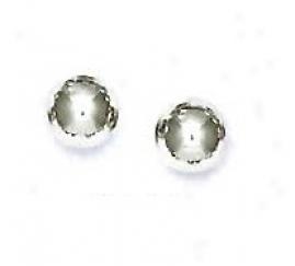 14k White 7 Mm Ball Friction-back Stud Earrings