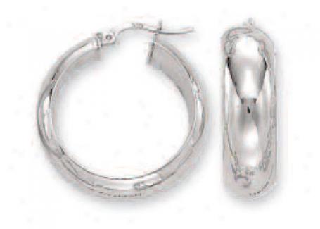 14k White 7 Mm Bold Mirror Hoop Earrings