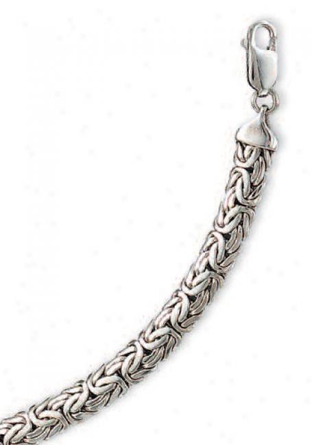14k White 7 Mm Byzantine Necklace - 17 Inch