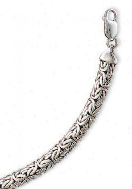 14k White 7 Mm Byzantine Necklace - 20 Inch