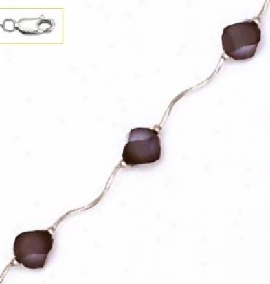 14k White 8 Mm Helix Black Crystal Necklace