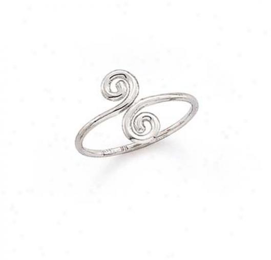 14k White Adjustable Swirl Thumb Ring
