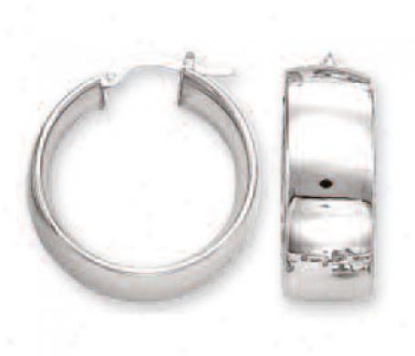 14k White Bold Mirror Hoop Earrings