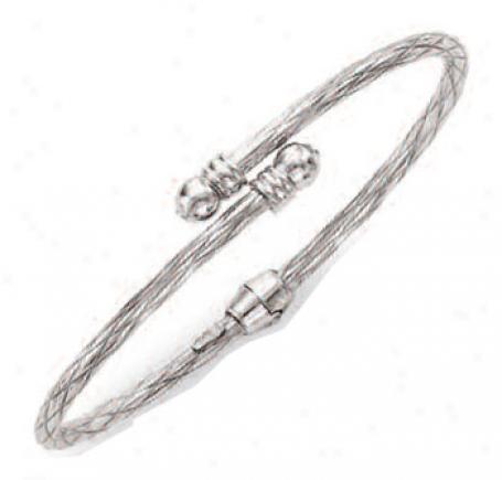 14 White Bypass Twistted Cuff Bangle - 7 Inch