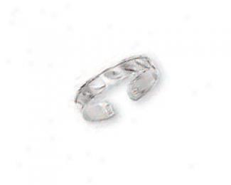 14k White Diamond-cut Toe Ring