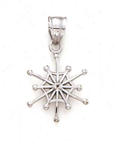 14k White Diamond Snowflake Pendant