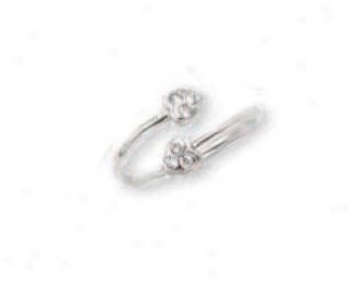 14k White Double Heart Bypass Cubic Zirconia Toe Ring