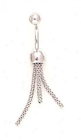 14k White Drop Beads Belly Ring