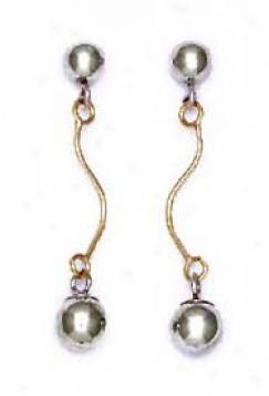 14k White Drop Fricriom-back Earrings