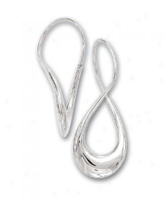 14k White Elegant Swirl Lower Earrings