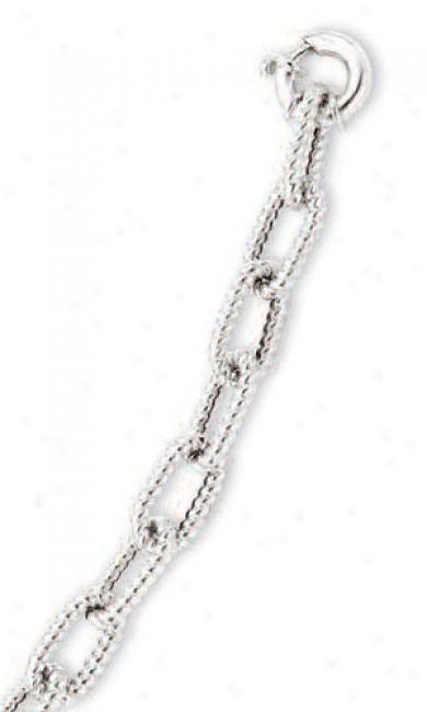 14k White Fancy Link Bracelet - 7.25 Inch