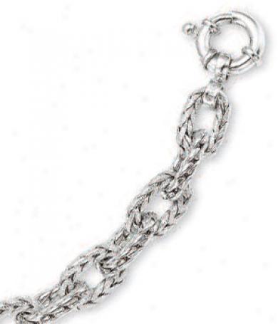 14k White Fancy Link Bracelet - 7.5 Inch