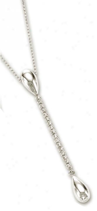 14k White Fashionwble Tear Drop Necklace - 17 Inch