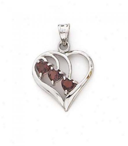 14k Happy Garnet Heart Pendant