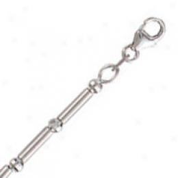 14k White Gold 10 Inch X 3.0 Mm Tubetto Chain Anklet